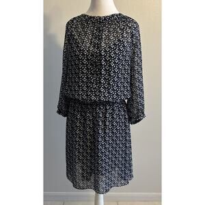 VTG Ralph Lauren Women Dress 6 Geometric Chiffon Sheer Set MIDI 80s 90s Office